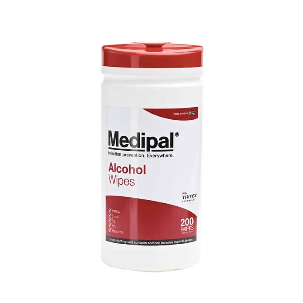 Medipal Hard Surface Alcohol Disinfection Wipes - 70% - Tub of 200